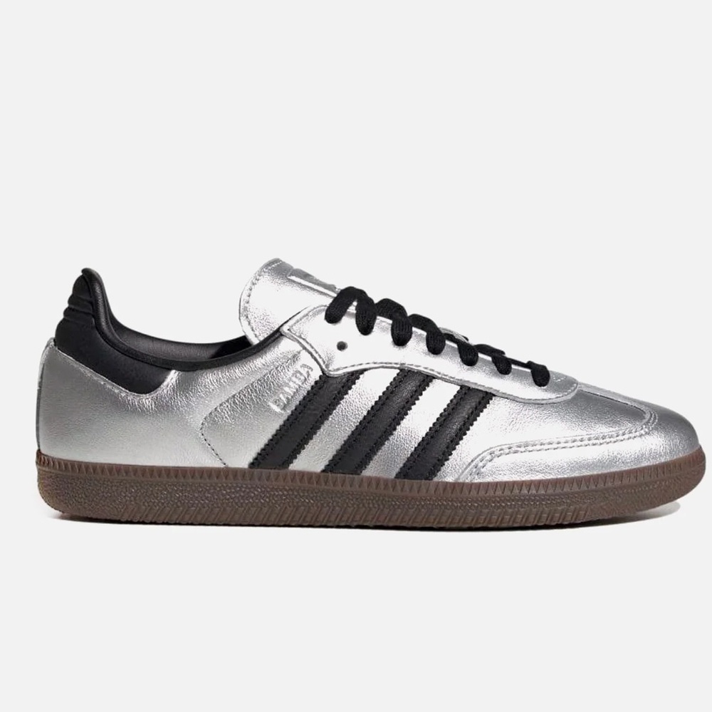 Silver and black adidas sambas. Excellent condition. Size 5